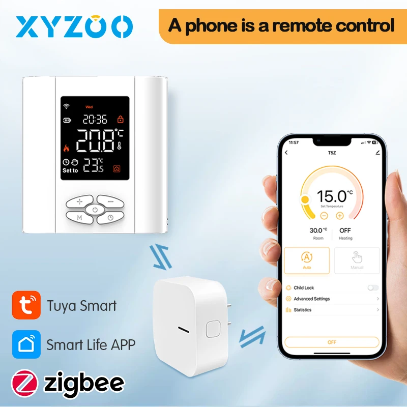 Smart Battery Powered Thermostat Gas Boiler Zigbee Tuya Wifi Floor Heating Smart Temperature Regulator with Alice/Alexa/Google