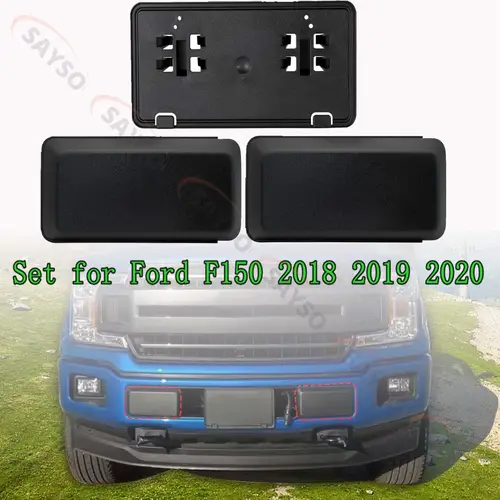 Soporte de placa de matrícula delantera y almohadillas protectoras de parachoques delantero para Ford F150 2018 2019 2020 accesorios de parachoques Traverse