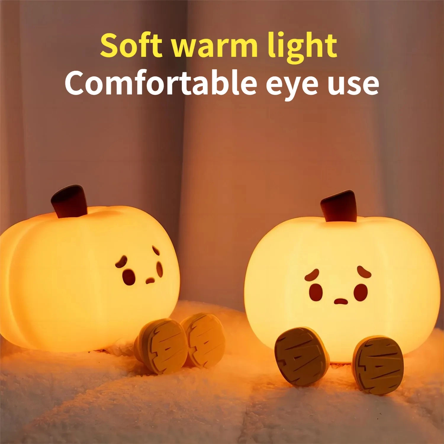 

Home Decor Halloween Pumpkin Night Light Cute Soft Silicone Lamp Touch Dimmable Rechargeable Bedside Decor Light Kids Gifts