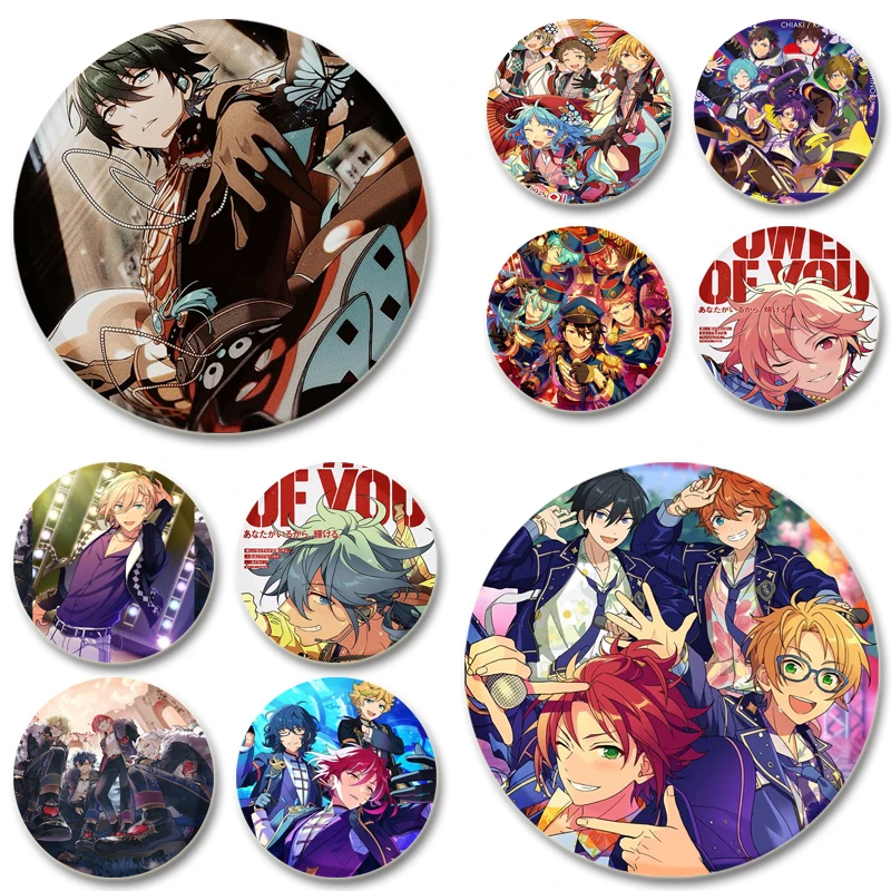 Ensemble Stars Brooches Hidaka Hokuto Makoto Yuuki Akehoshi Subaru Badge Cosplay Enamel Pins for Clothes Backpack Jewelry Gifts