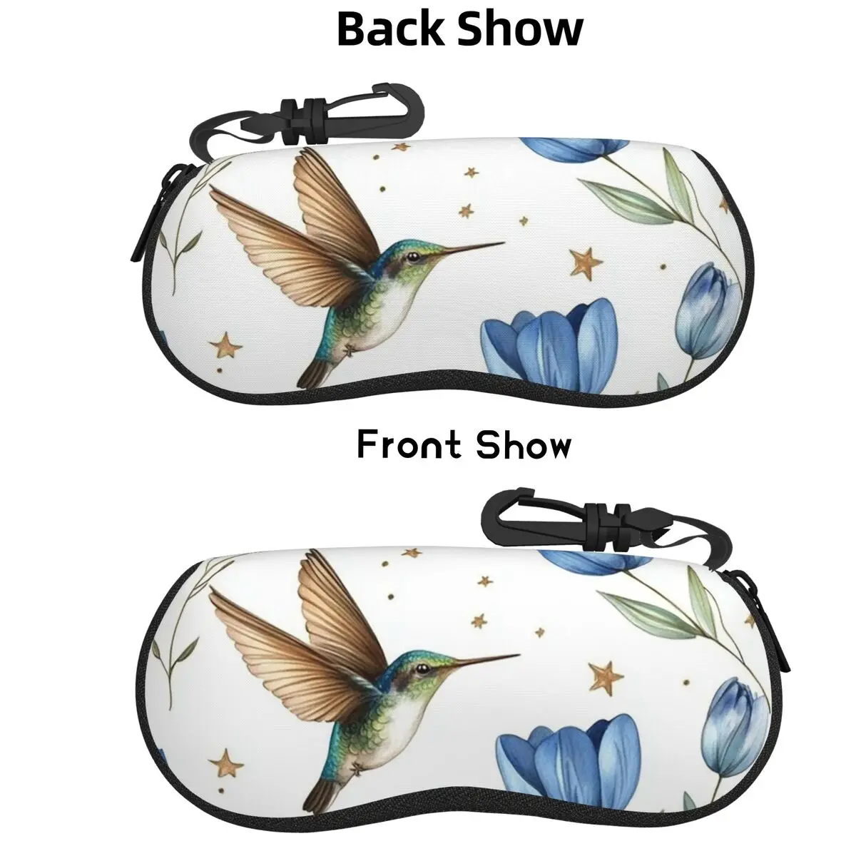 

Tulips And Hummingbirds Shell Glasses Case Protector Sunglasses Box Women Men Soft Eyeglass Bag Pouch