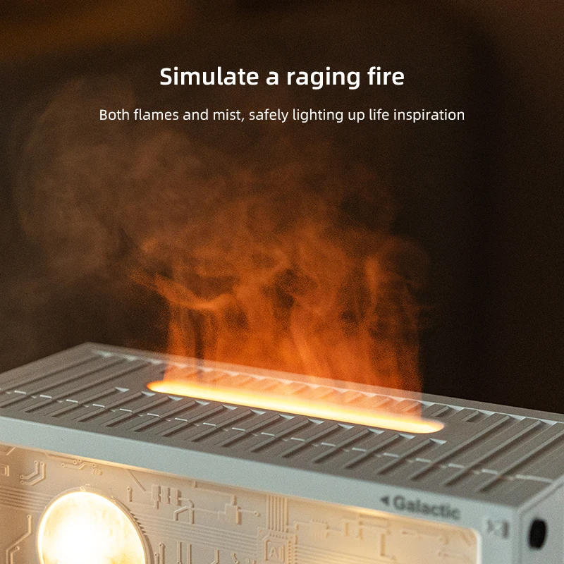 Spaceman Air Humidifier & Colorful Flame Aroma Diffuser, Ultrasonic Essential Oil Diffuser with Quiet Cold Mist for Bedroom