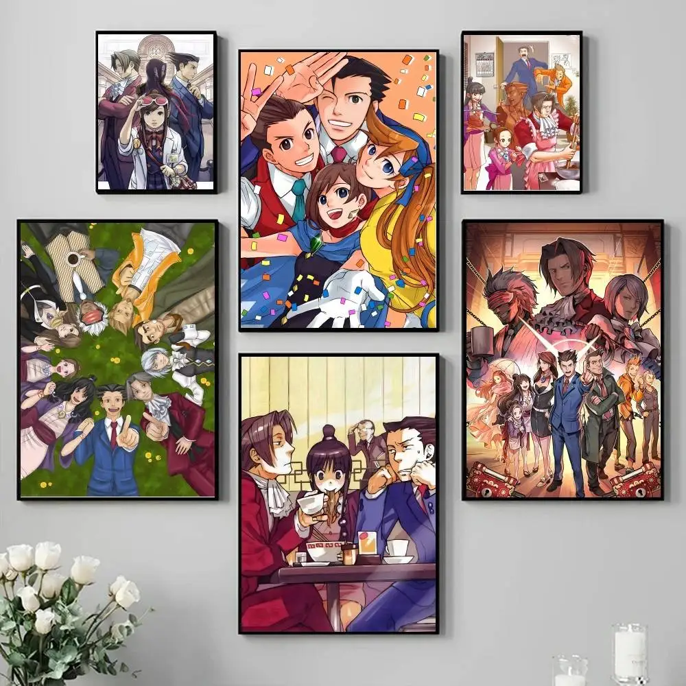 Anime Game A-Ace A-Attorney Poster Self-adhesive Art Waterproof Paper Sticker Coffee House Bar Room Wall Decor