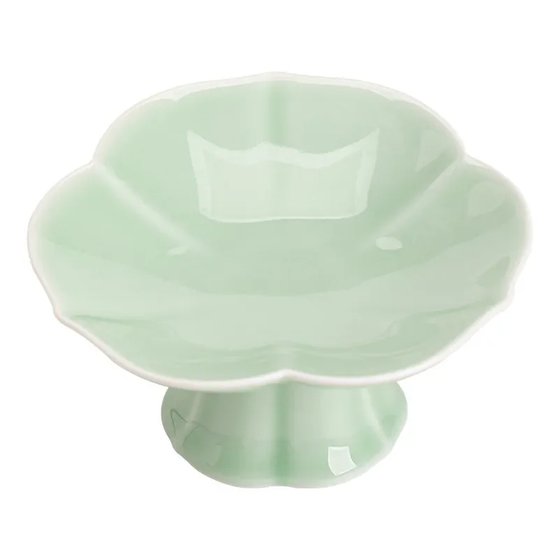 Fengqing الشاي كعكة صينية المنزلية السيراميك عالية الساق صينية للفاكهة الصغيرة طاولة القهوة الفواكه المجففة الجوز طبق ديم سوم لوحة طبق تقديم الحلوى