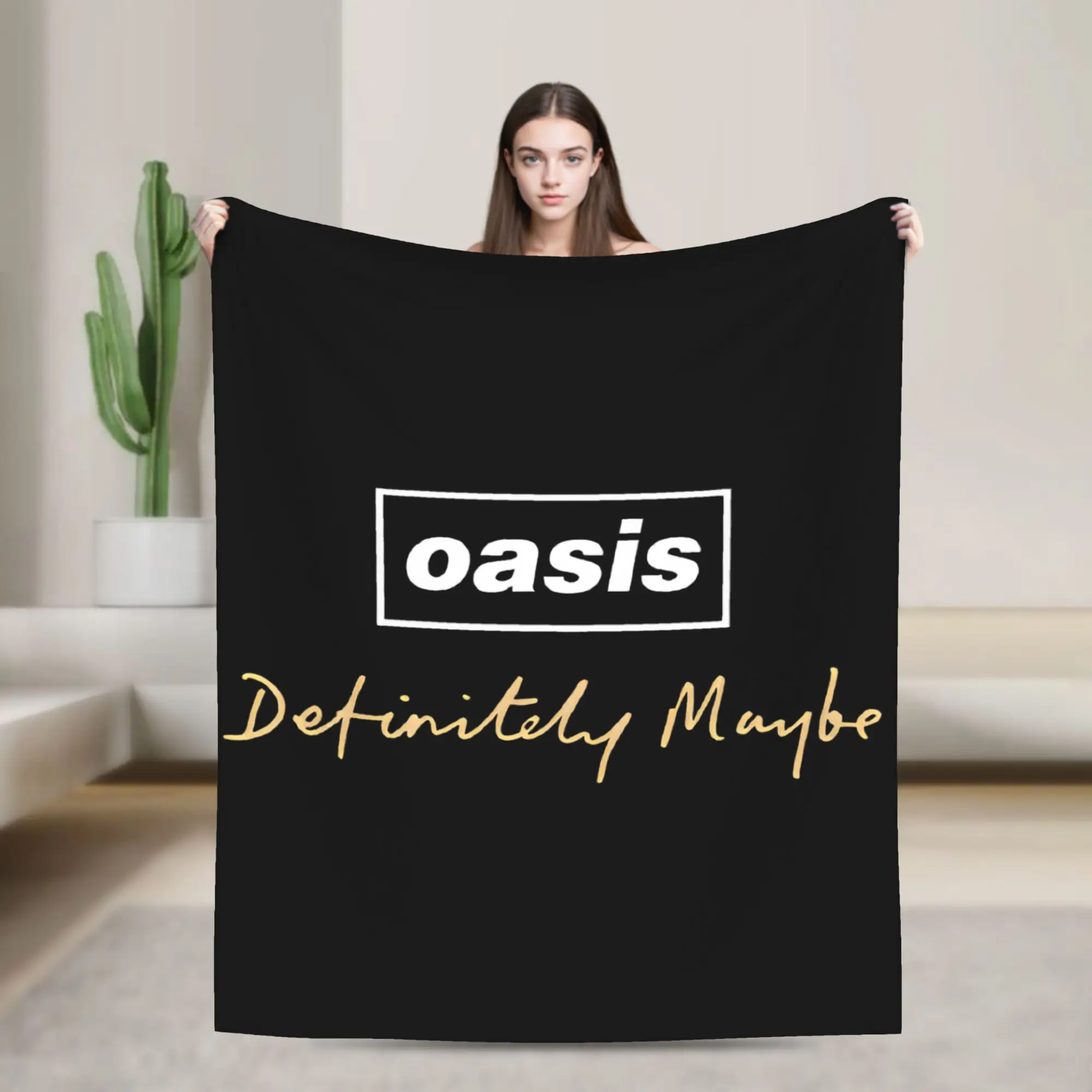 British Music Definitely Maybe Logo Blanket O-Oasis Plush Funny Soft Throw Blankets for Home Restaurant Summer