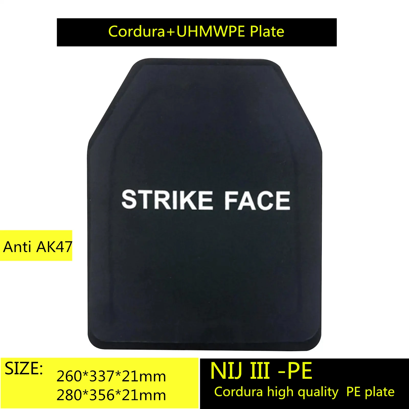 

Bulletproof Vest Insert 10X12 Inch NIJ III Independent Pure PE Light Weight Anti AK47 MSC 7.62mm Bulletproof Plate