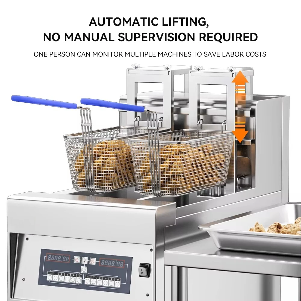 qwe QW Large and Small Cylinder Auto Lift Filter Oil Type  Commercial Electric Deep Fryer Kitchen Catering Machine