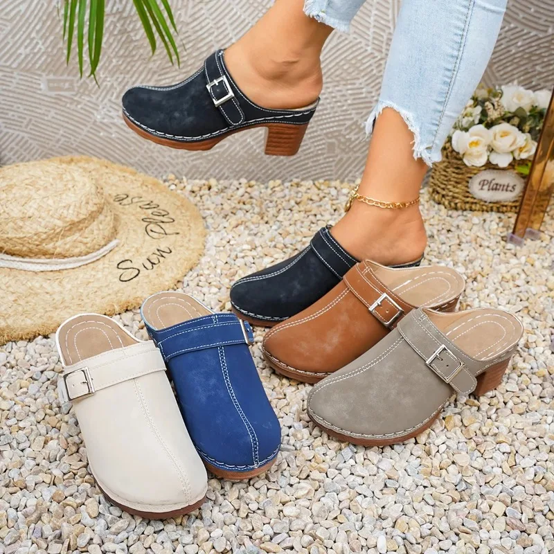 Women Sandals Open Toe Chunky High Heels Slippers Female Trend Summer High Heels Sandals Fashion Slingback Shoes for Women view 6