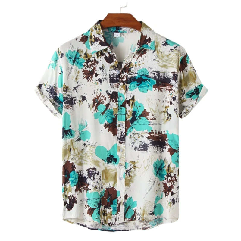 

Oversize Shirts Man Shirt T-shirt Men's T-shirts Beach Tiki Korean Popular Clothes Hawaiian Short Sleeve Clothing Mens Formal