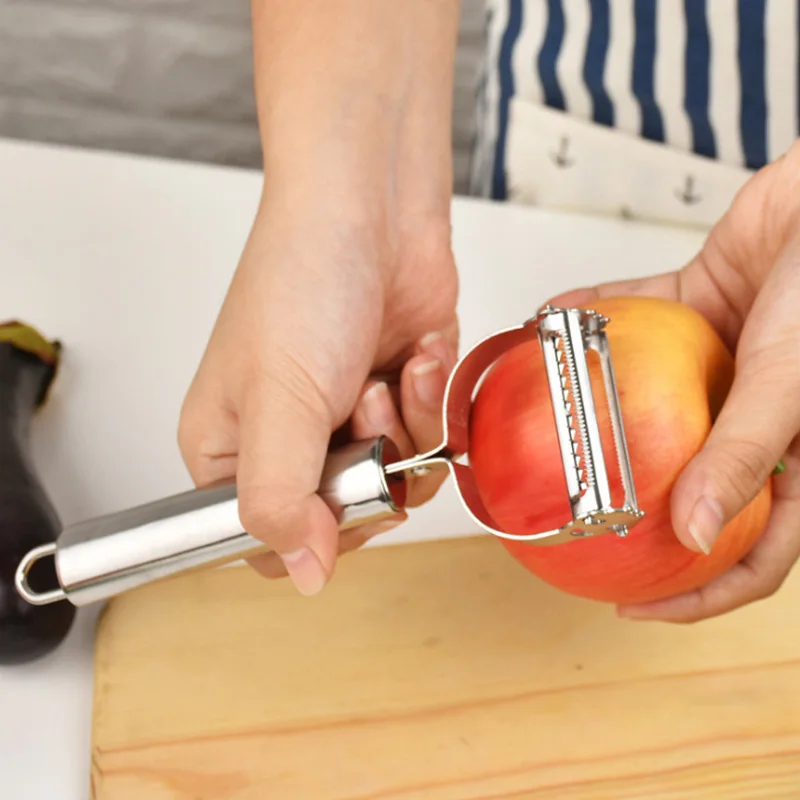 Heavy-Duty 2-in-1 Stainless Steel Slicer & Julienne Cutter - 17.7×8.8cm Multifunctional Kitchen Tool with Non-Slip Handle