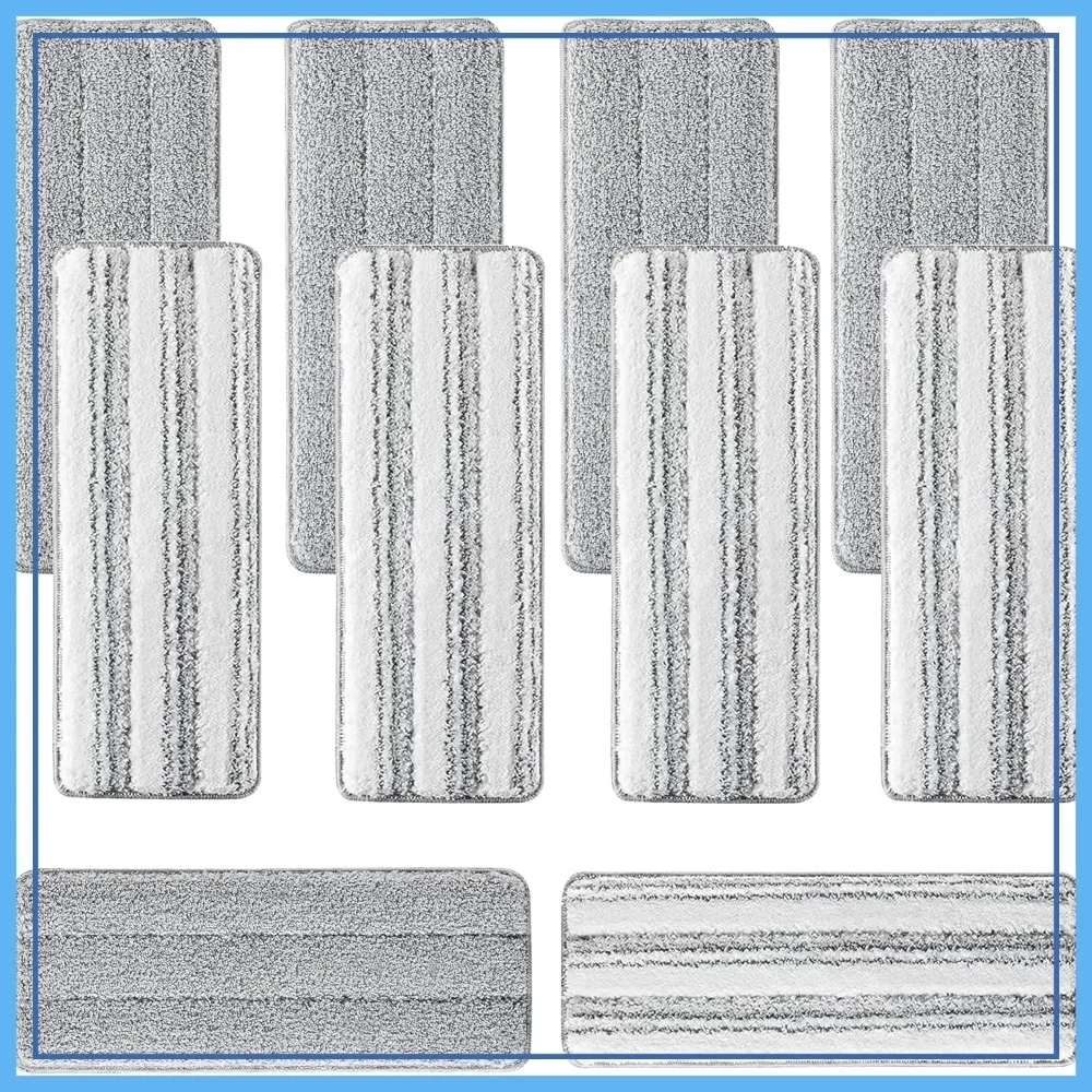 

13x4.9in Universal Mop Pads Refills, 10 Pack Washable Microfiber Mop Head for Flat Mops 11-13 inch