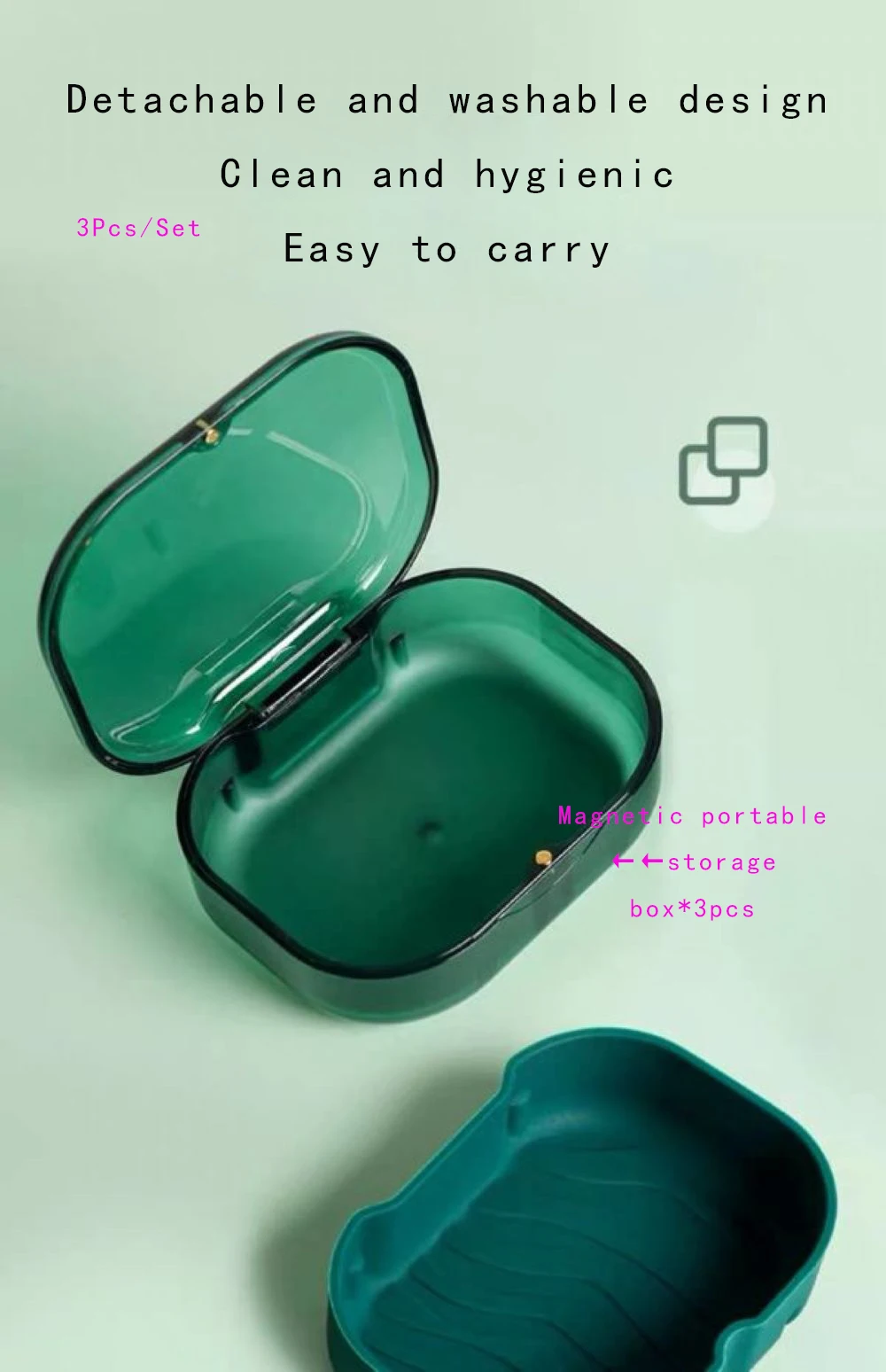 3PcsMagnetic Retainer Case Orthodontic Aligner Storage Box for Mouth Guard Night Guard Chewies Dental Oral Accessories Organizer