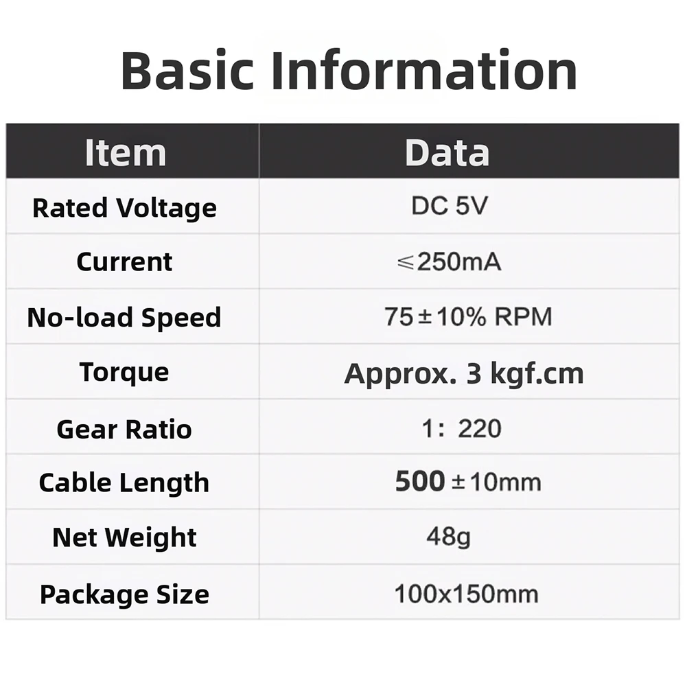 DC 5V 59RPM LA001 Geared Motor With Metal Gears Solderless For For Makerworld For Bambu Lab For TT Deceleration  Robot