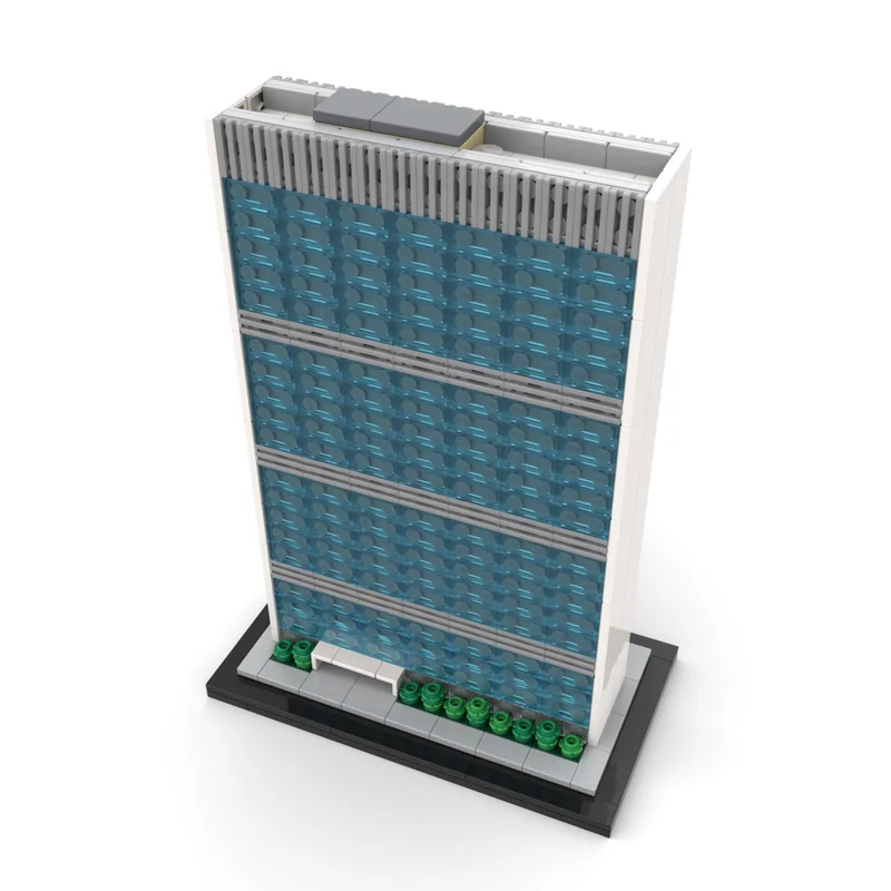 مجموعة ألعاب تجميع مكعبات البناء MOC بناء سكرترات الأمم المتحدة بمقياس 1:800 (الأمم المتحدة) موديل 577 قطعة هدية إبداعية