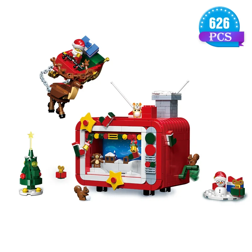

Creative Christmas Toys Building Blocks Christmas Tree Television TV With LED Light Bricks Toys New Year Gifts For Kids,626 Pcs