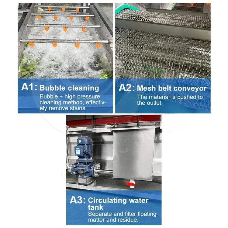 Parsley Pomegranate Wash Passion Fruit Mango Washer Equipment 200 Kg/H Leafy Vegetable Clean Machine