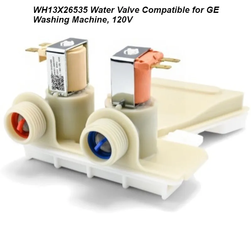 

Genuine OEM WH13X26535 Water Inlet Valve Compatible with GE Washer – 120V, 2-Way Solenoid Valve Replacement Part