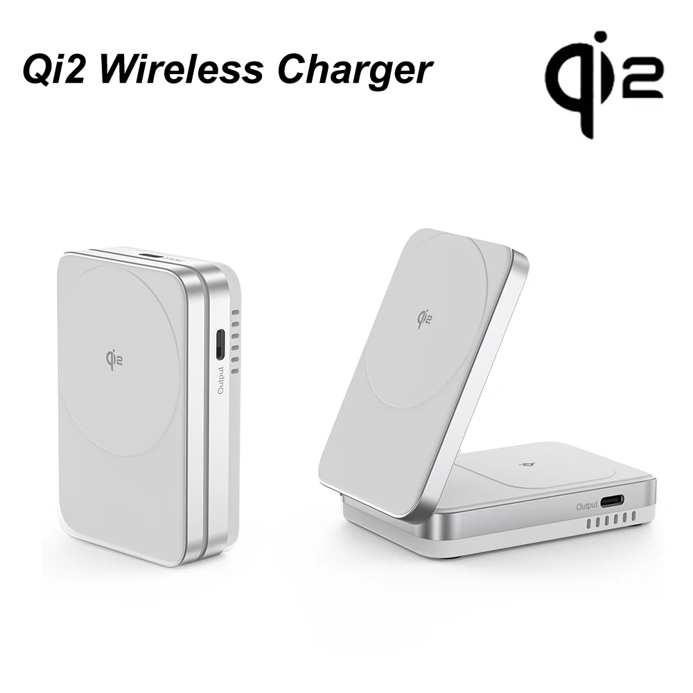 Qi2 2 in 1 Magnetic Wireless Charger Aluminum Alloy 15W Wireless Charging Stand for Iphone 12 13 14 15 Pro Max Airpods Earphone