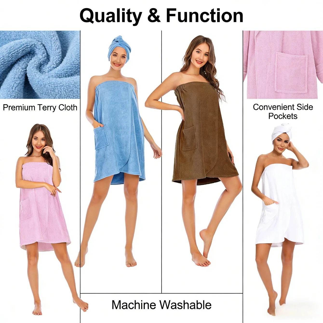 

Strapless Long Bathrobe For Women Quick Dry Absorbent Home Hotel Beauty Salon Dual Use Bath Towel