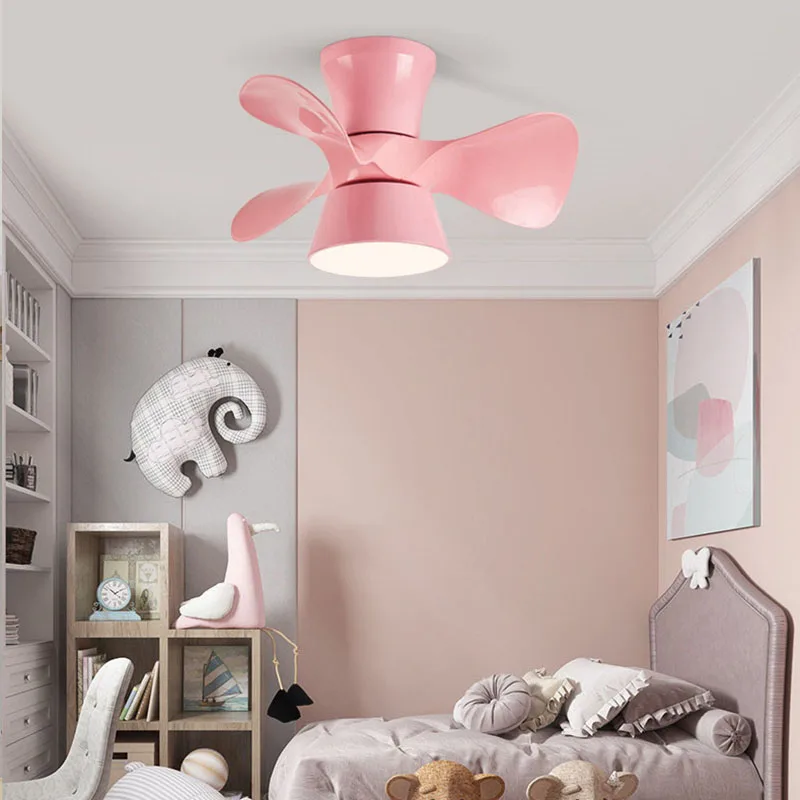 Small Ceiling Fans Light For Living Room Bedroom Children Room Cute Colorful Macaron Fans Lamp 22 Inch Remote Control Ventilator