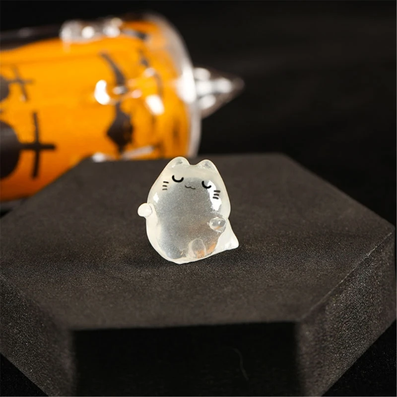 48Piece Glowing Halloween Miniature Set Glowing Halloween Miniature Decoration Resin Specter Bat Skull Charm for Craft