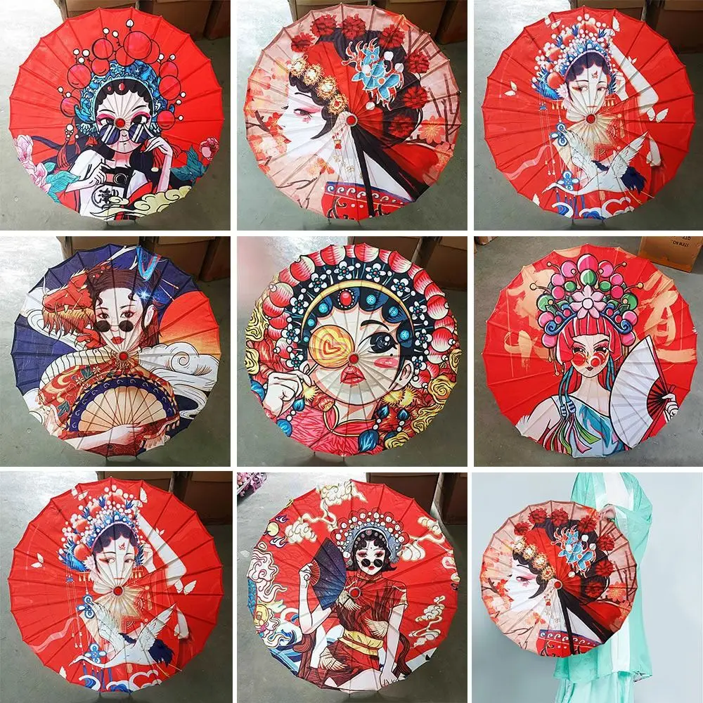 

7 Colors Oiled Paper Umbrella Chinese Antique Style Bridesmaids Party Scenery Women Decorative Umbrella Dance Performance