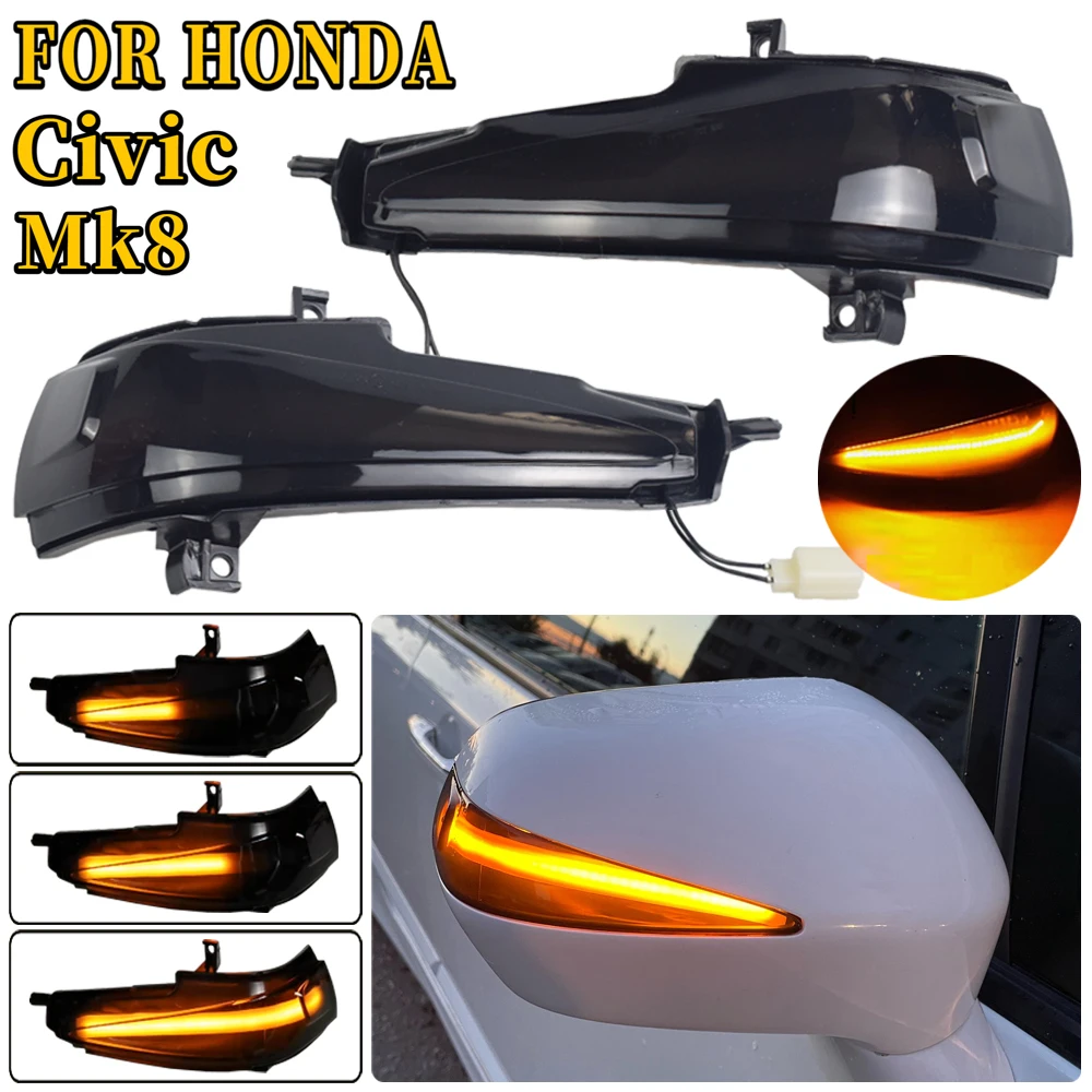 2PCS Dynamic Turn Signal Light LED Blinker Mirror Arrow Lamp Indicator For Honda Civic Mk8 2 4 Doors FD1 FD2 FD3 FD4 FD5 FD6 FD7