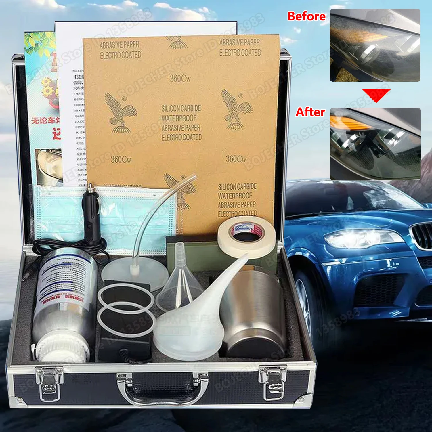 Kit de polissage de phares de voiture 100ML, réparation de phares, liquide polymère, rénovation de phares de voiture, Kit de nettoyage, outils de