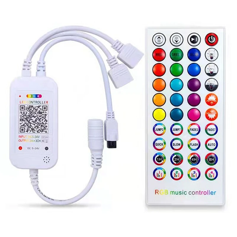 Bluetooth LED Controller+40 Keys Remote Control RGB IR RF DC5-24V For 5050 3528 RGB LED Light