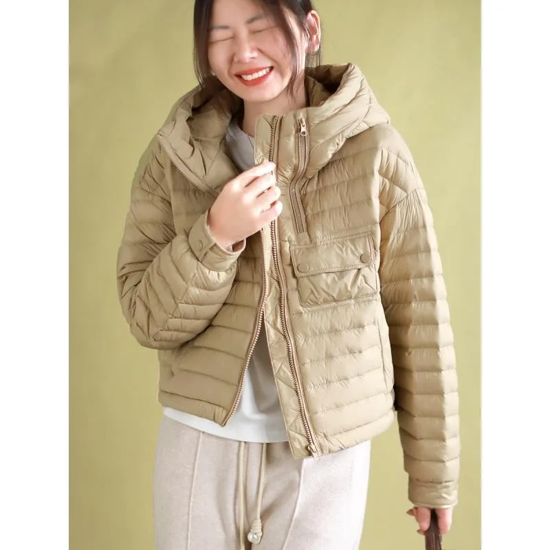 Women's Lightweight Warm Cotton Coat Outerwear Winter Quilted Loose Casual Hooded Long Sleeves Cotton Coat Jacket Women Parkas