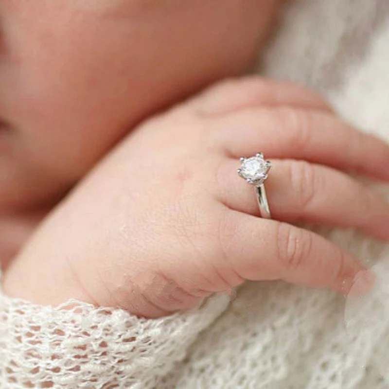 Crystal Baby Rings Newborn Lovely White Angel Rings Easy To Wear Photo Props Photo Studio Photography Props