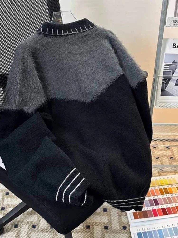 2025 Autumn New High-End Men's Cardigan Sweater Retro Design Turn-Down Collar Knitted Top Jacket Men's Style