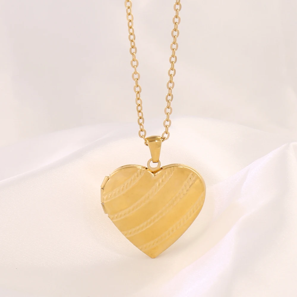 الفولاذ المقاوم للصدأ قابل للفتح القلب إطار الصورة المنجد المعلقات القلائد للنساء الرجال الأسرة صورة شخصية هدايا المناسبات #3