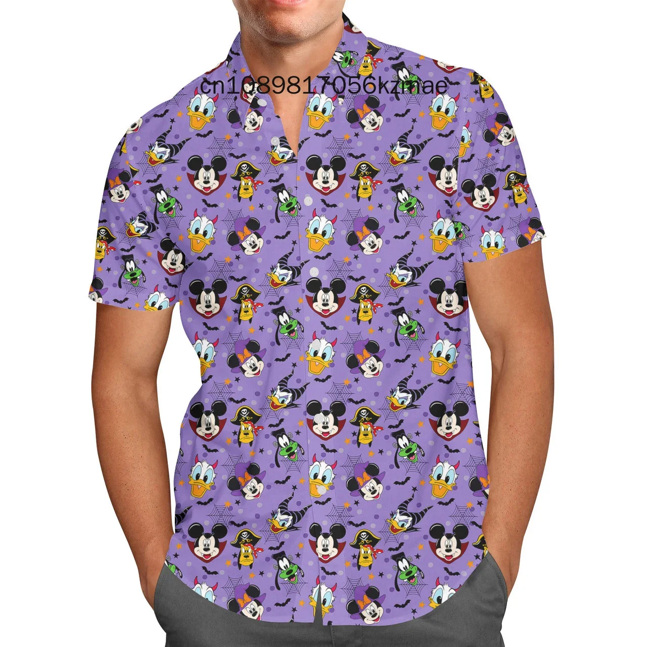 

New Halloween Mickey Ear Ghosts & Pumpkins Hawaii shirt Men Women Short Sleeve Shirt Disneyland Casual Shirt Kids Beach Shirt