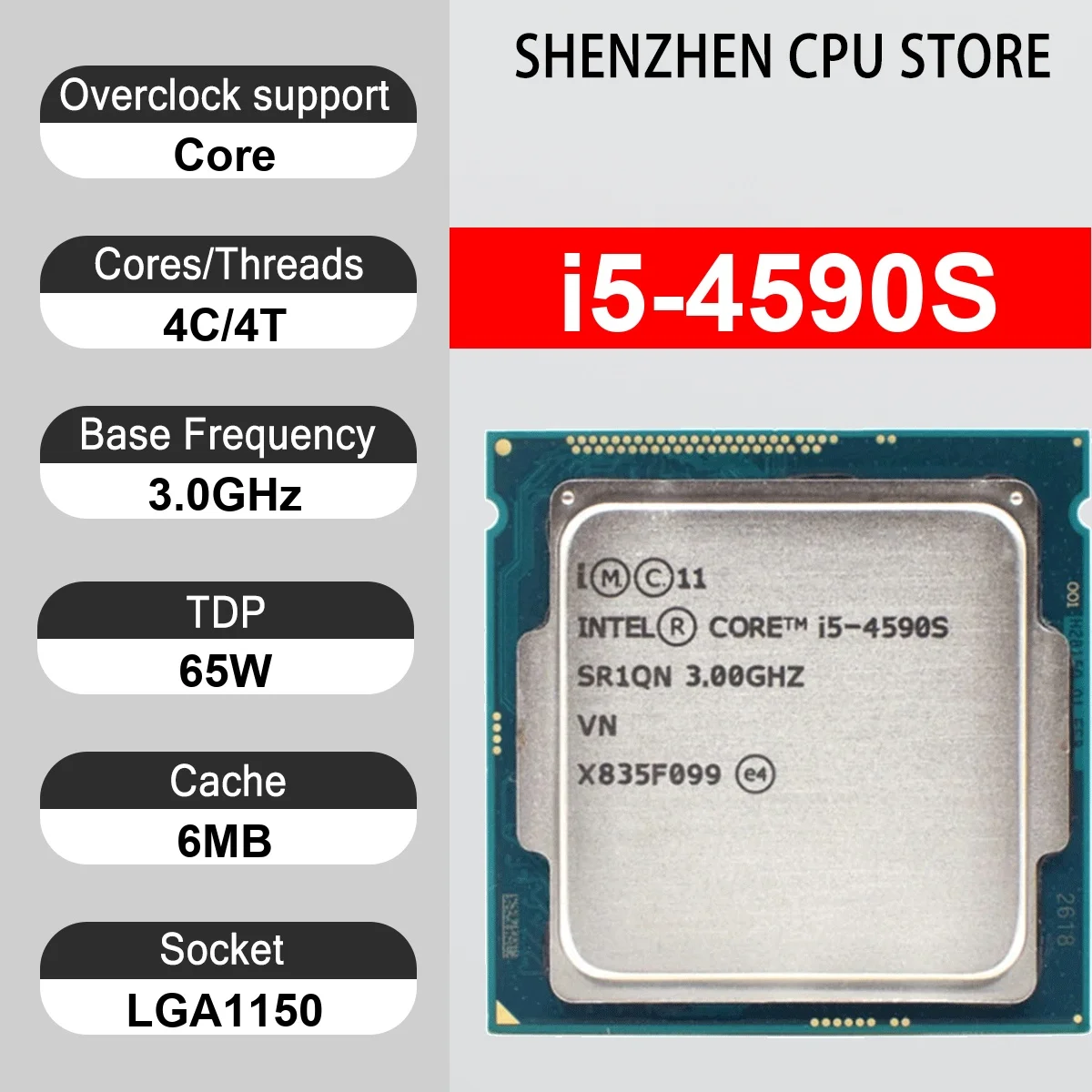 Intel Core i5-4590S 4 Core 4 Thread 3.0GHz 65W 6MB Cache 22nm LGA1150 SR1QN DDR3 1333/1600 MHz Haswell HD Graphics 4600