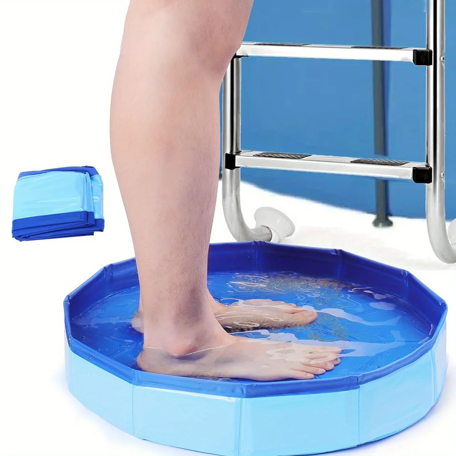 1Pc Portable Folding Foot Bath Bucket, Suitable for Swimming Pool Entrance, Multi-component Essential Pool Cleaning Accessories