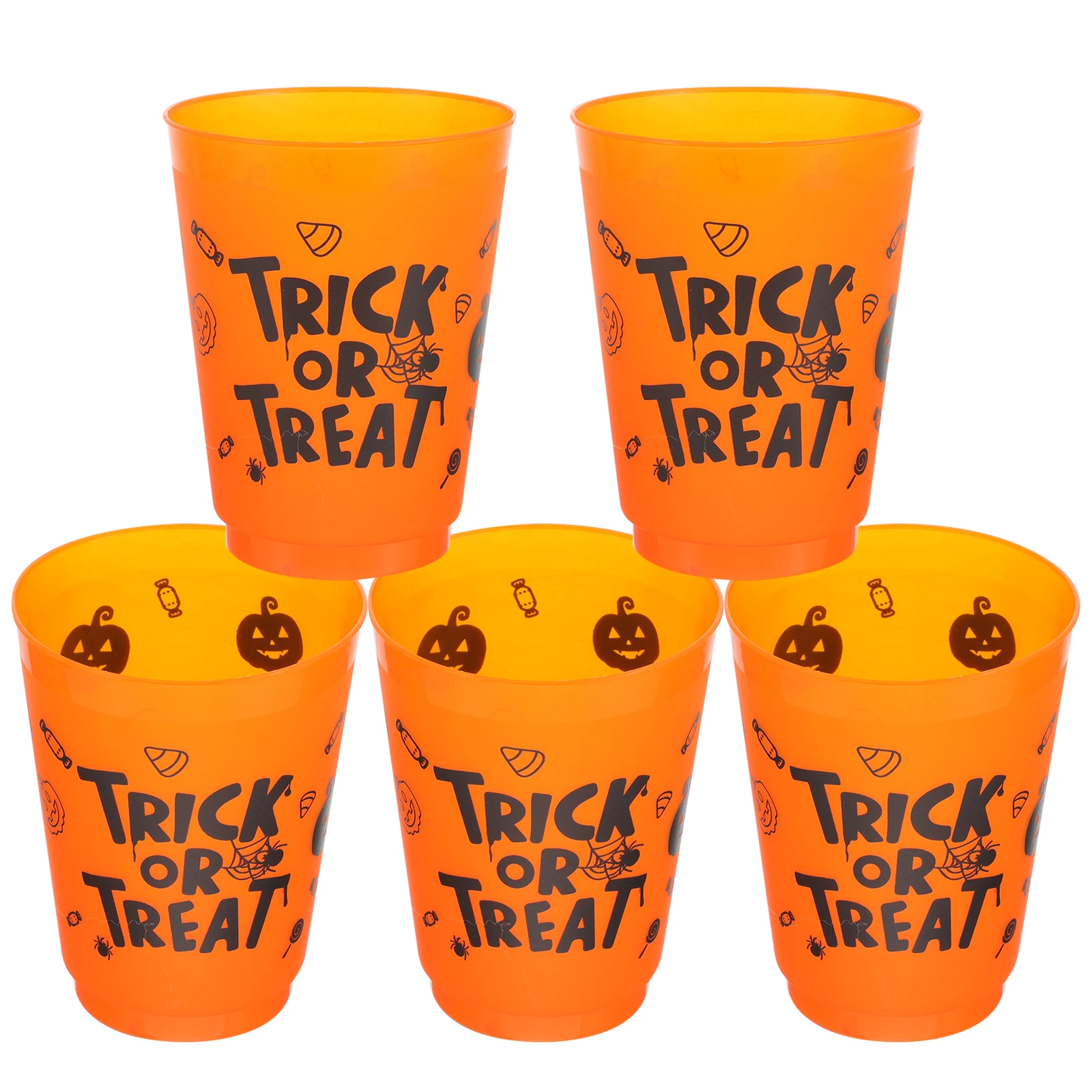 

5pcs Halloween Cups Ghost Theme Plastic Drink Juice Storage Fluorescent Green Purple Transparent Reusable Kitchen Sinks