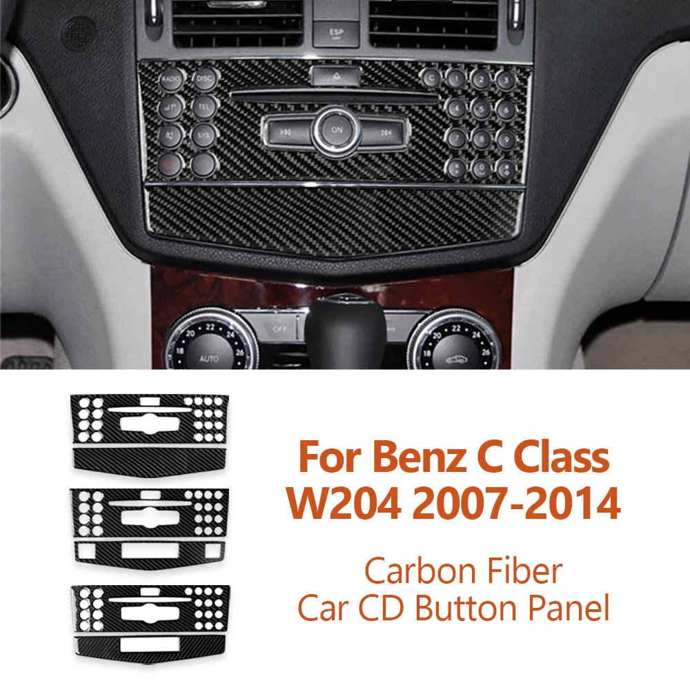 

For Mercedes Benz C Class W204 2007-2014 Carbon Fiber Car CD Button Frame Decorative Stickers Styling Auto Interior Accessories