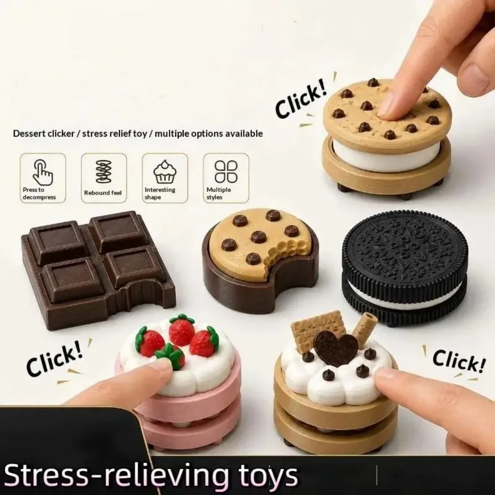 Chocolate Keycap Clicker Keyboard Keychain Fidget Push Sensory Stress Relief Buttons Anxiety Toy Gift Keyring Desk Office Adults