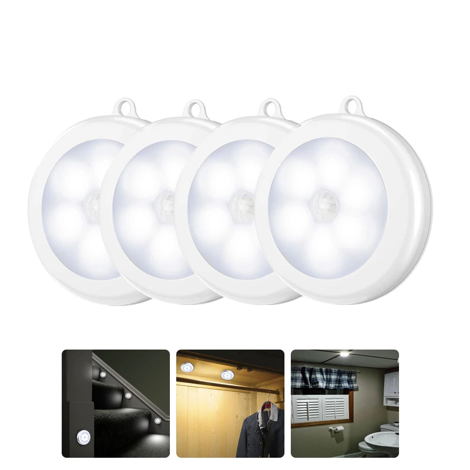 Batteriebetriebene LED-Nachtlampe, kabellose Nachttisch-Wandlampe, Bewegungsmelder, automatisches Ein-/Ausschalten, magnetische Schrankleuchte für Treppen, Zimmer