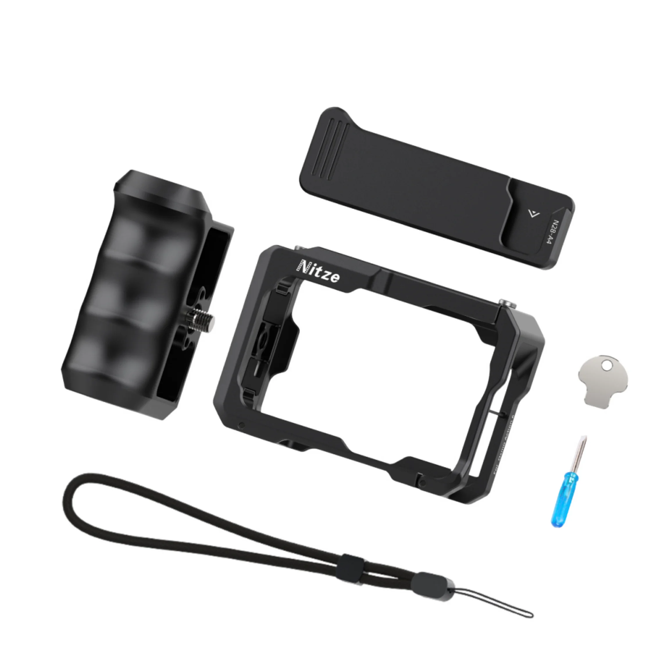 

Nitze Xplorer Grip Street Snap Grip Kit With Wrist Strap and Side Handle for DJI Osomo Action 6 Camera