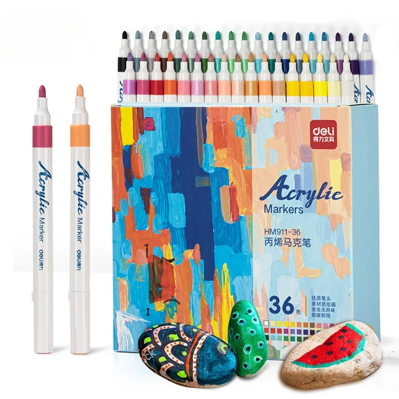 مجموعة أقلام ماركر أكريليك ملونة للأطفال ، رسم ، قلم ألوان مائية ، DIY بها بنفسك ، أحذية ، ملابس ، فرشاة فن زجاجي ، 12 لون ، 24 لون ، 36 لون