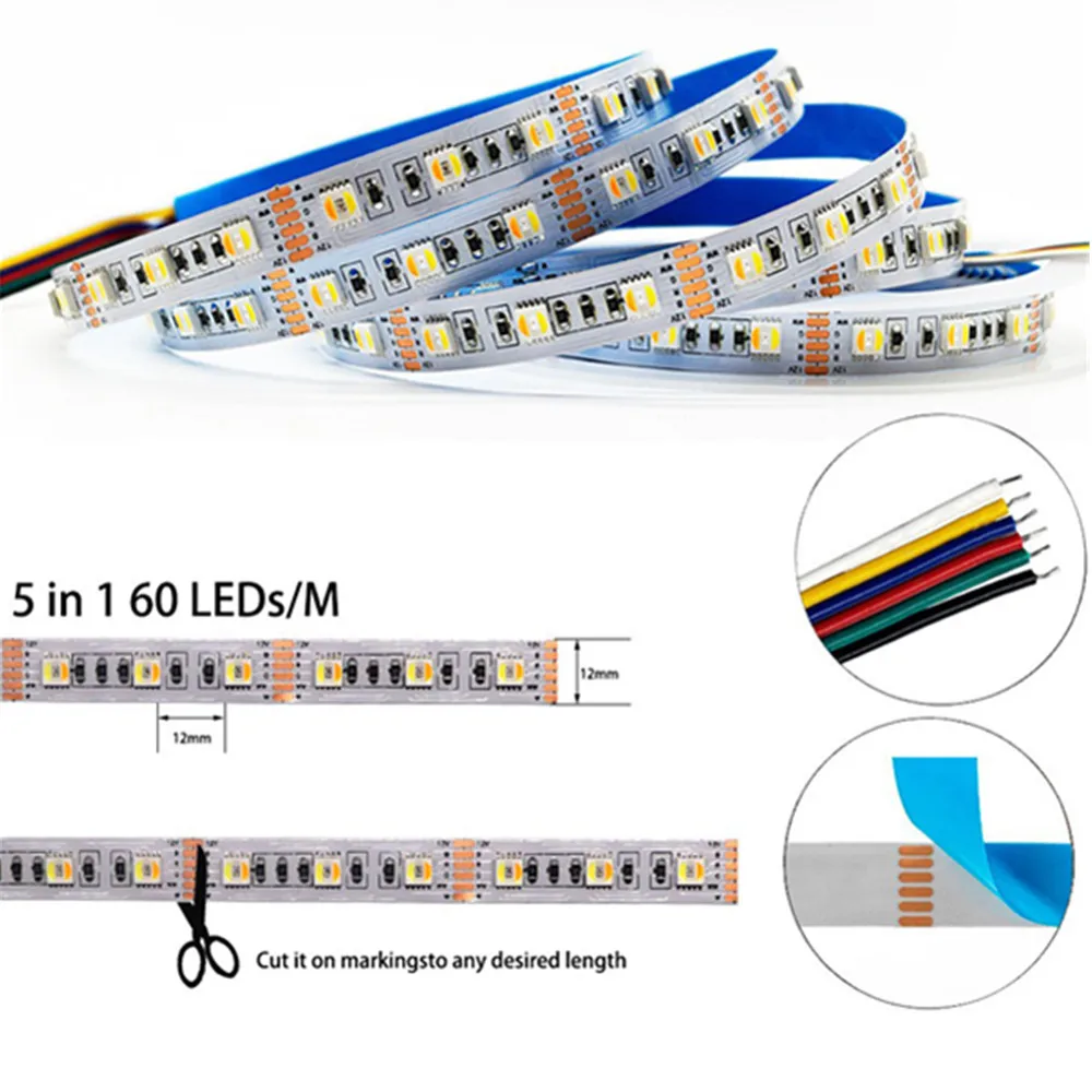 Гибкая светодиодная лента, 5050 RGB 4 в 1 5 м 300 светодисветодиодный sDC12V24V 60 светодисветодиодный Дов s/M