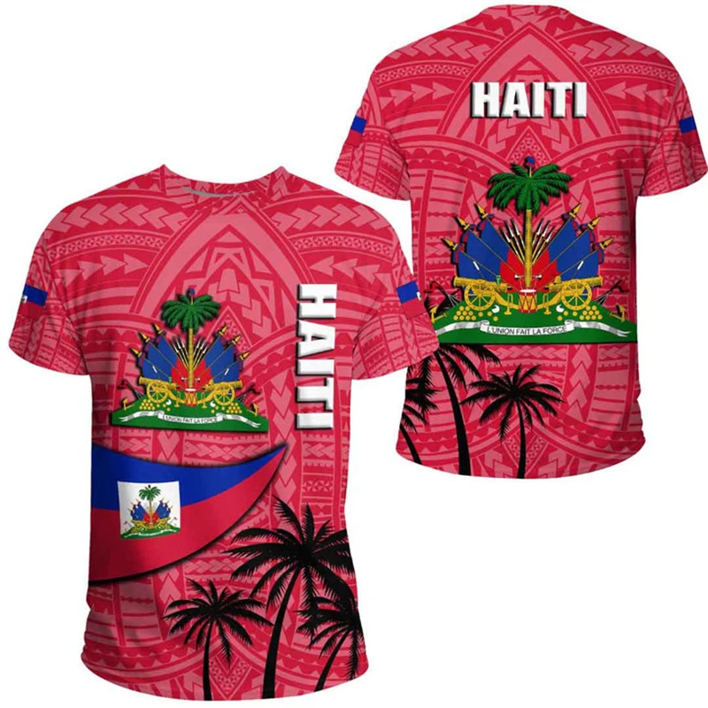 Newest Fashion Haiti Flag 3D Printed Funny T Shirt Men's And Women's Clothing Summer Short Sleeve T-Shirt Unisex Streetwear Tops