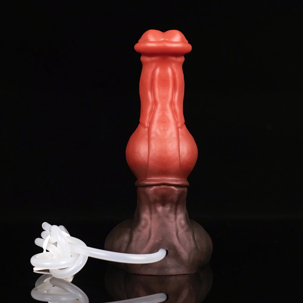 Nothosuar FAXI Large Dog Knot Ejacultion Dildo With Sucker Spray Liquid Function Red Silicone Squirting Penis Sex Toys For Women