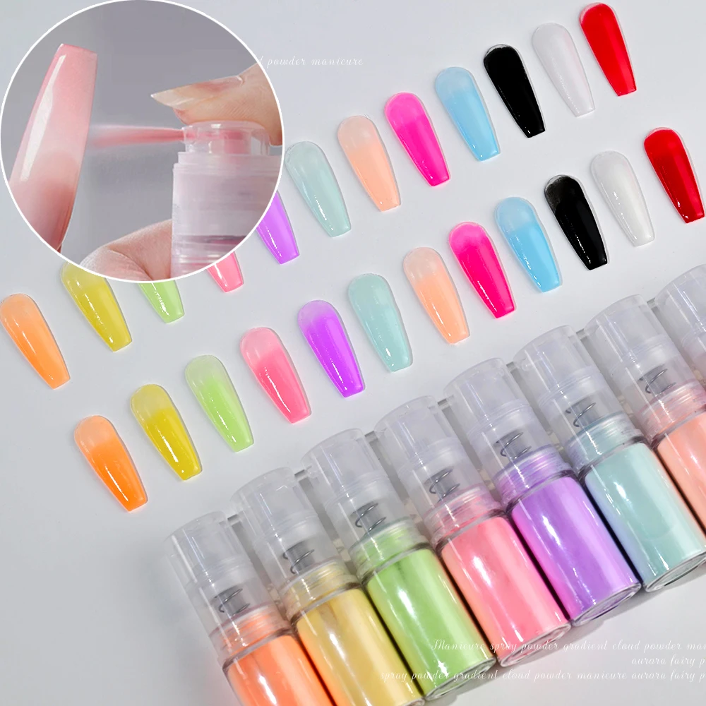 1 Bottle NEW HOT Ombre Spray Powder 12 Color Shiny Neon Gradient Acrylic Powder Nail Art Pastel For Nails Glitter Gradual Powder