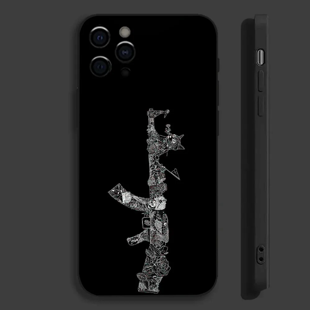 Ak-47 King of Guns Phone Case For Apple iPhone 15,14,13,12,11,Pro,X,XS,Max,XR,Plus,Mini Soft Black Cover