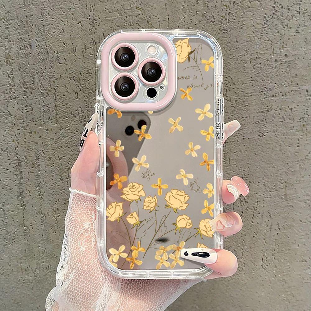 Ölgemälde Rosa Blumen Luftkissen Spiegel Handyhülle für iPhone 17 15 14 16 Pro Max 13 12 11 Pro X XR XS 7 8 Plus 17Air Cover – Detail 18