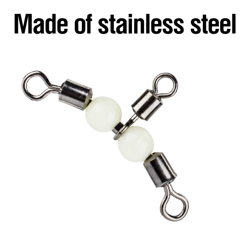 10PCS T-Turn Angelschnur Stecker Leuchtende 3-Wege Wirbel Angeln Roll Stecker Angeln Zubehör mit Glow perlen – Detail 3