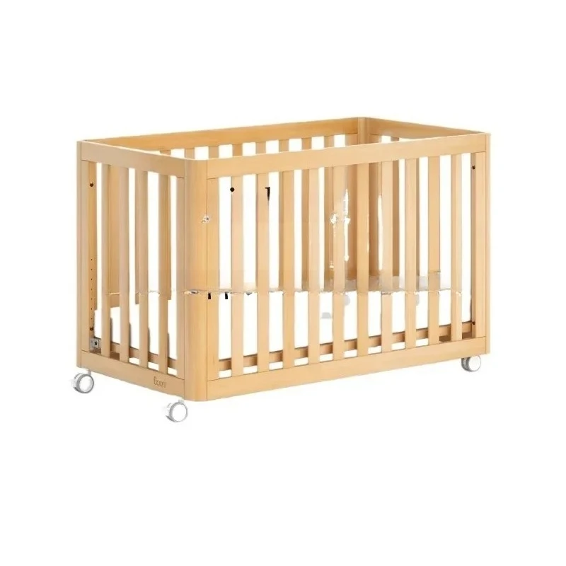 Solid Wood Crib Movable Newborn Children's Bed Widened Multifunctional Babies' Bed